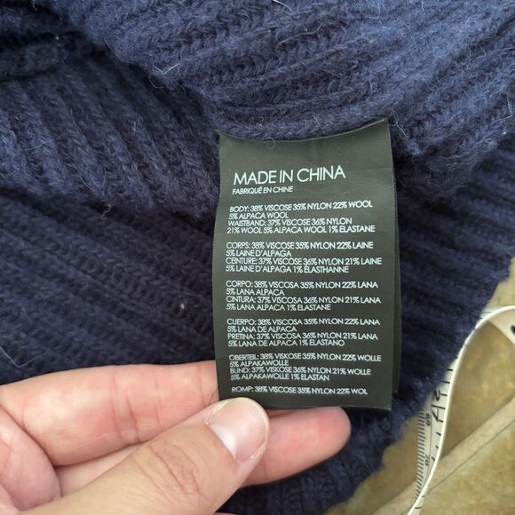 Club Monaco Sweater Womens Size Medium Wool Blend Alpaca Wool Blue Bubble Sleeve - Picture 7 of 9